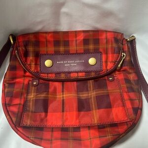 Marc Jacobs Red and Brown Checkered Crossbody Bag